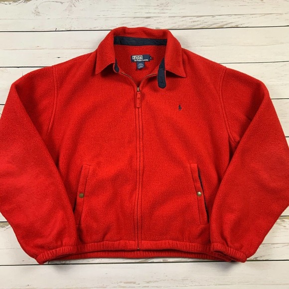 Polo Ralph Lauren Other - Vintage Polo Ralph Lauren Jacket Mens Large Red Fleece Polartec Sweater Full Zip